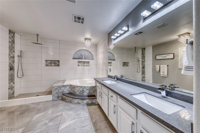 895 Beartooth Falls Ct, Henderson, NV 89052 - full bath with double vanity, a bath, and walk in shower