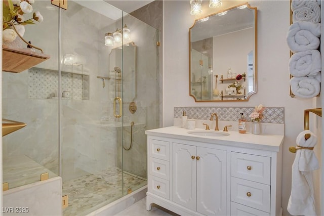 9000 Las Vegas Blvd Unit 2060, Las Vegas, NV 89123 - full bath with tasteful backsplash, a shower stall, and vanity