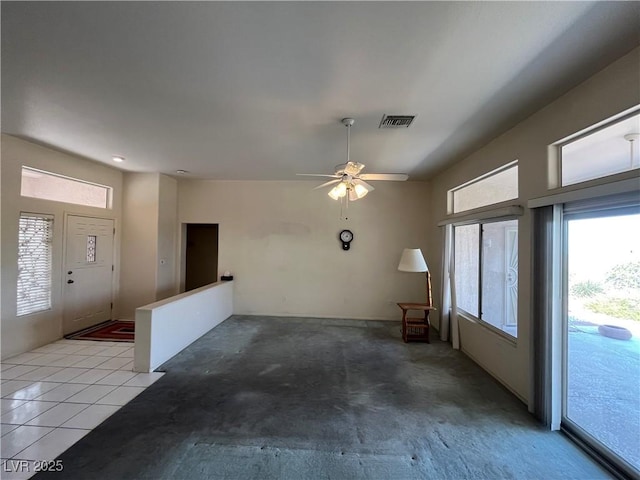 2712 Breakers Creek Dr, Las Vegas, NV 89134 - unfurnished living room featuring ceiling fan and light tile patterned floors