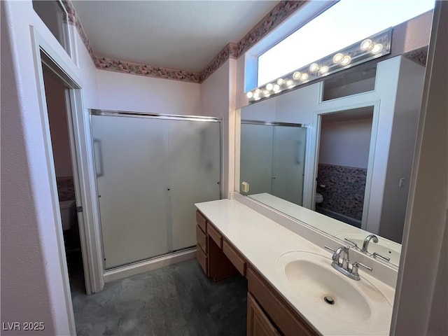 2712 Breakers Creek Dr, Las Vegas, NV 89134 - full bath with a shower stall, vanity, and concrete floors