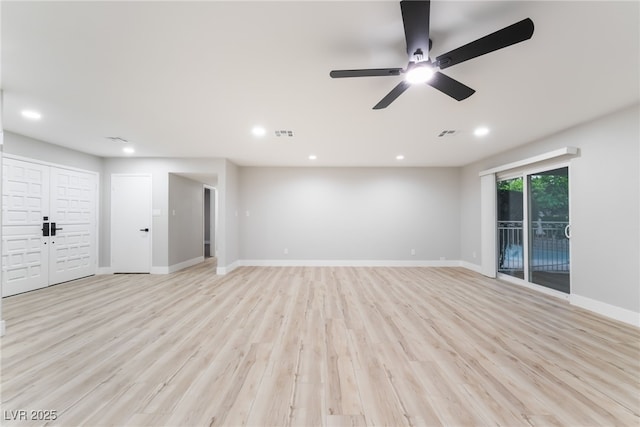 1009 Ironwood Dr, Las Vegas, NV 89108 - unfurnished living room featuring recessed lighting, ceiling fan, and light wood finished floors