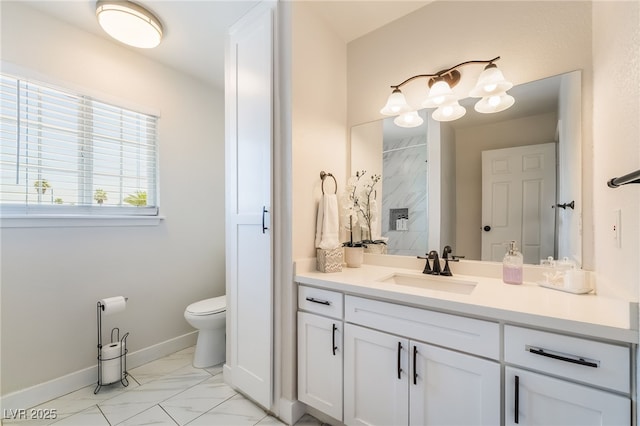 5676 Birchwood Cir, Las Vegas, NV 89120 - full bathroom featuring vanity, marble finish floors, and a shower