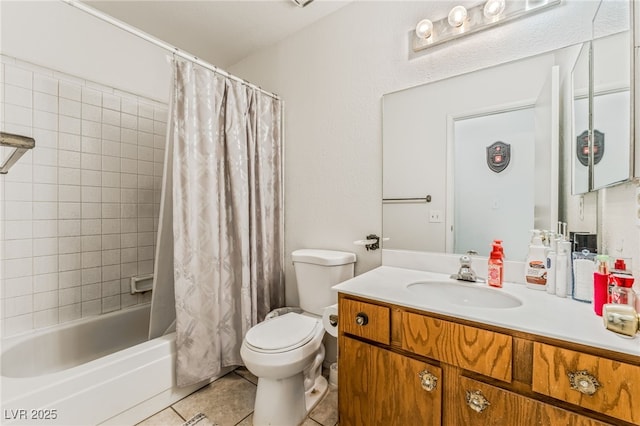 108 Sirnoble St, Las Vegas, NV 89110 - bathroom featuring vanity, tile patterned floors, and shower / tub combo with curtain