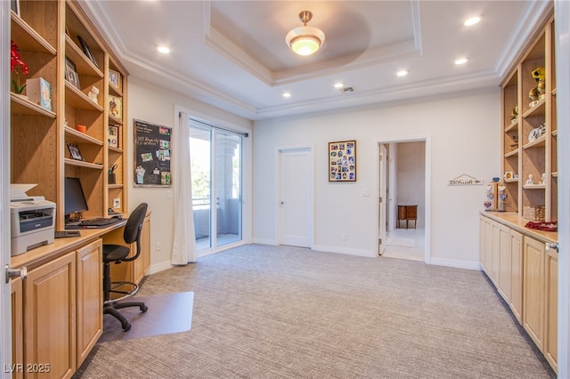 1890 Pago Ct, Las Vegas, NV 89117 - office with recessed lighting, light carpet, and a raised ceiling