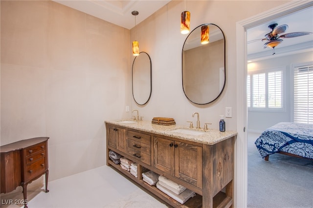 1890 Pago Ct, Las Vegas, NV 89117 - ensuite bathroom featuring double vanity and a ceiling fan