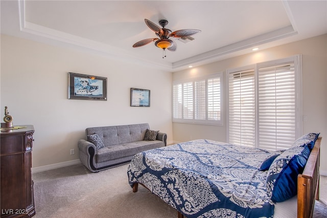 1890 Pago Ct, Las Vegas, NV 89117 - bedroom with a raised ceiling, carpet floors, and ceiling fan