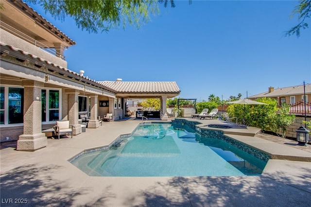1890 Pago Ct, Las Vegas, NV 89117 - view of swimming pool featuring a patio and a pool with connected hot tub