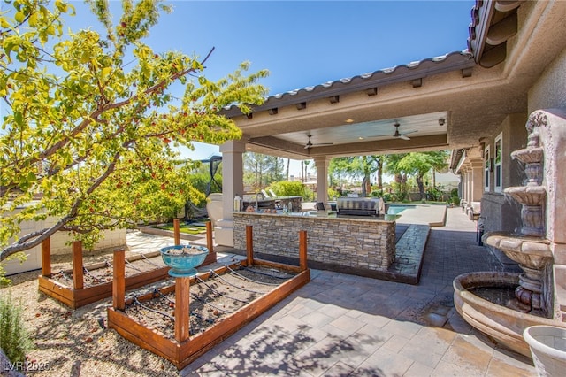 1890 Pago Ct, Las Vegas, NV 89117 - view of patio with ceiling fan and an outdoor pool