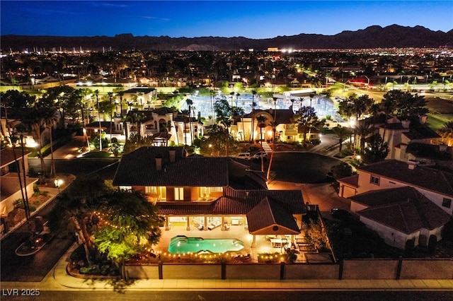 1890 Pago Ct, Las Vegas, NV 89117 - aerial view at twilight of a mountain view and view of pool