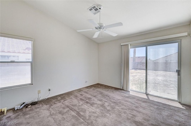 5917 Briar Rose Ln, Las Vegas, NV 89130 - unfurnished room with carpet floors, ceiling fan, and vaulted ceiling