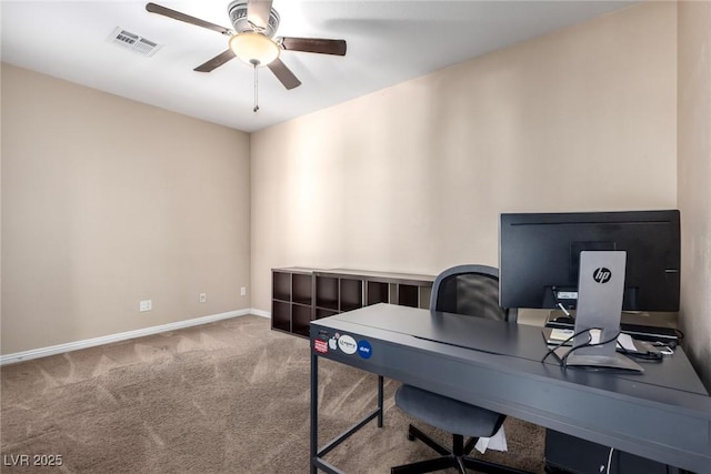 9380 Arrowhead Bluff Ave, Las Vegas, NV 89149 - carpeted home office featuring ceiling fan and baseboards