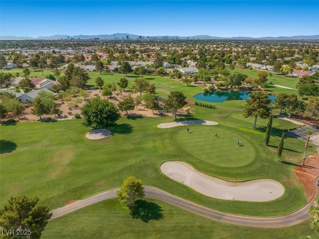 5320 Castle Harbor Ave, Las Vegas, NV 89130 - aerial view of residential area featuring a water and mountain view and a golf course
