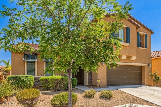 9221 Thunder Falls Ct, Las Vegas, NV 89149 - view of front of property featuring driveway, an attached garage, stucco siding, and a tiled roof