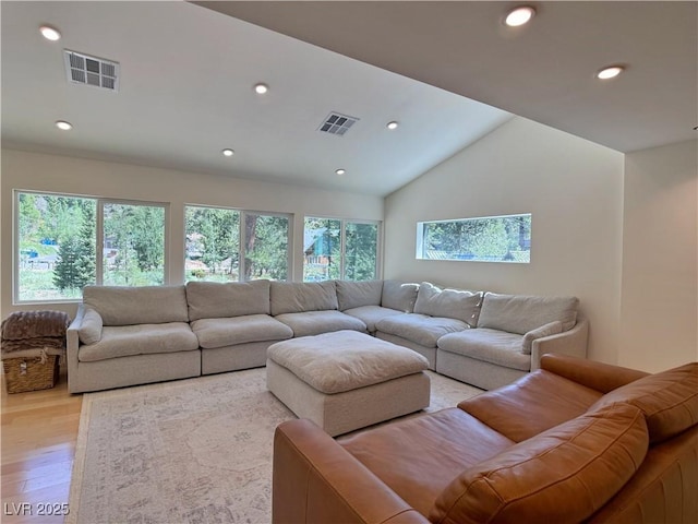 4651 Aspen Ave, Mount Charleston, NV 89124 - living area with light wood finished floors, recessed lighting, and lofted ceiling