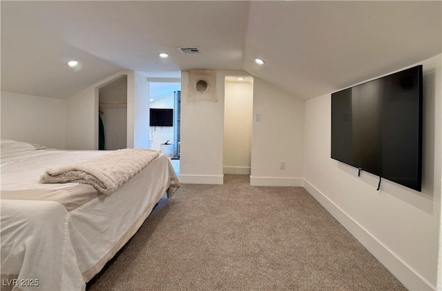 4651 Aspen Ave, Mount Charleston, NV 89124 - carpeted bedroom featuring vaulted ceiling and recessed lighting