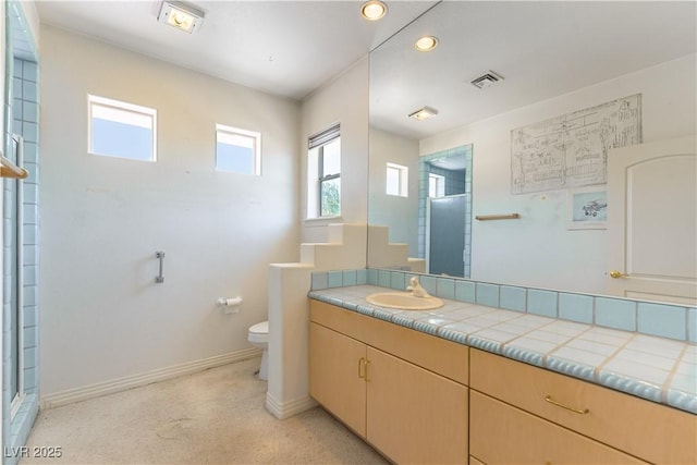 2019 Doral Ct, Henderson, NV 89074 - full bath with vanity, recessed lighting, and an enclosed shower