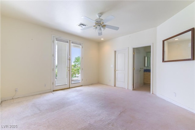 2019 Doral Ct, Henderson, NV 89074 - unfurnished bedroom with access to exterior, carpet, connected bathroom, recessed lighting, and ceiling fan