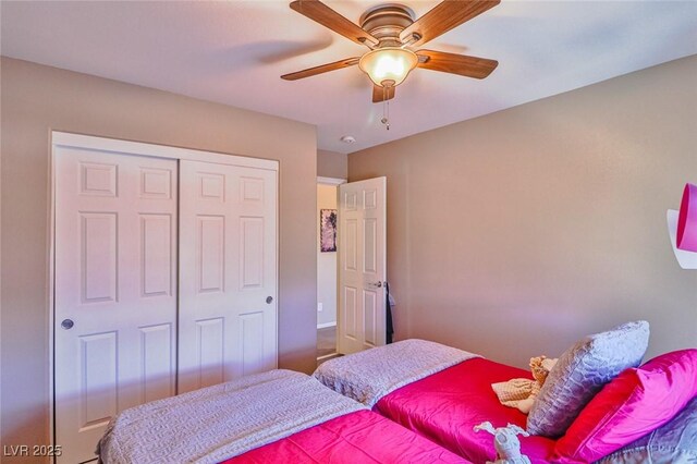 9068 Alluring Ave, Las Vegas, NV 89149 - bedroom featuring a closet and ceiling fan