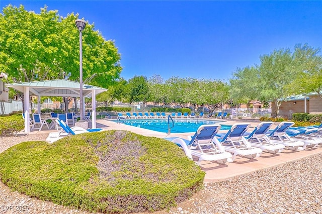 9068 Alluring Ave, Las Vegas, NV 89149 - community pool featuring a gazebo and a patio area