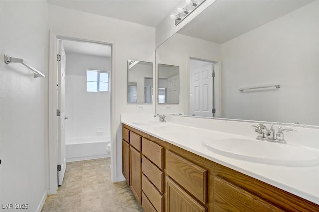 1208 Silver Bark Ave, North Las Vegas, NV 89081 - bathroom with double vanity and bathtub / shower combination