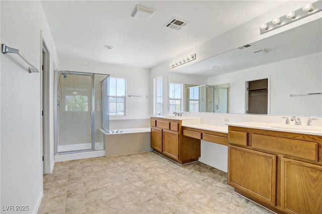 1208 Silver Bark Ave, North Las Vegas, NV 89081 - bathroom with a shower stall, double vanity, and a garden tub