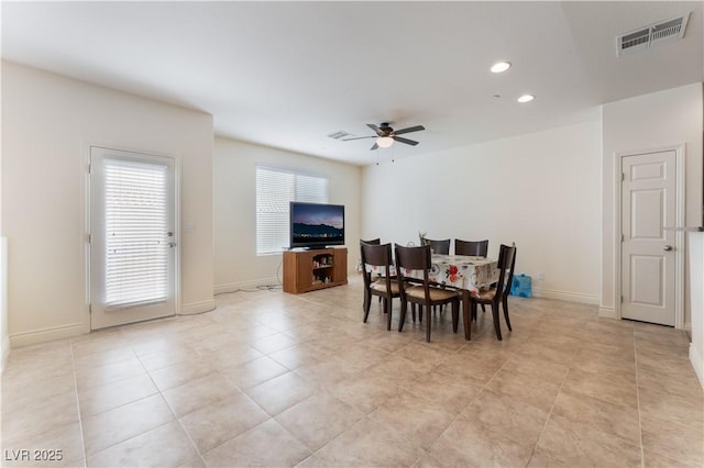 4588 Dover Straight St, Las Vegas, NV 89115 - dining area with ceiling fan, recessed lighting, and light tile patterned floors