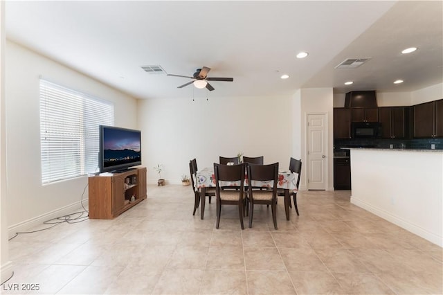 4588 Dover Straight St, Las Vegas, NV 89115 - dining area featuring recessed lighting, light tile patterned floors, and a ceiling fan