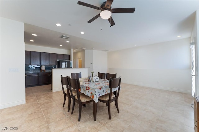 4588 Dover Straight St, Las Vegas, NV 89115 - dining area with recessed lighting, light tile patterned floors, and ceiling fan