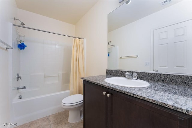 4588 Dover Straight St, Las Vegas, NV 89115 - full bathroom featuring vanity, shower / bath combo with shower curtain, and tile patterned flooring