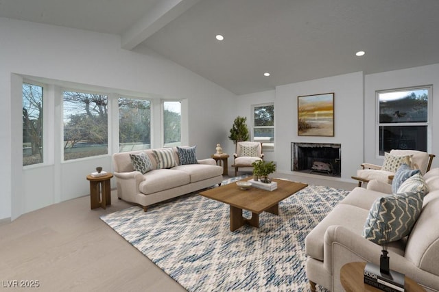 714 Lacy Ln, Las Vegas, NV 89107 - living area featuring recessed lighting and a fireplace