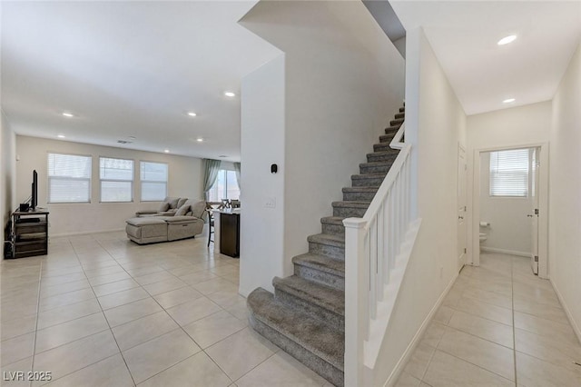 4133 Golden Fleece Ave, Las Vegas, NV 89141 - stairs with tile patterned floors and recessed lighting