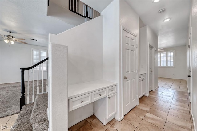 208 Glendon St, Henderson, NV 89074 - hallway featuring light tile patterned flooring, stairs, an office area, and recessed lighting