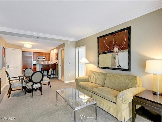 125 E Harmon Ave Unit 220, Las Vegas, NV 89109 - living room featuring light carpet and ornamental molding