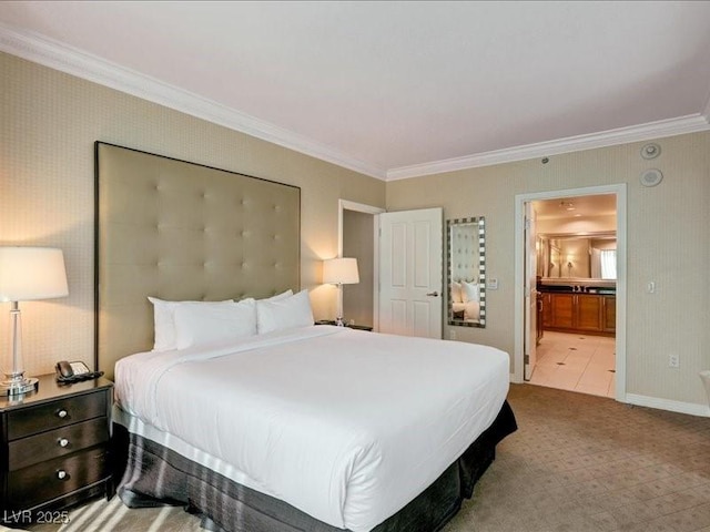 125 E Harmon Ave Unit 220, Las Vegas, NV 89109 - bedroom with ornamental molding and ensuite bathroom