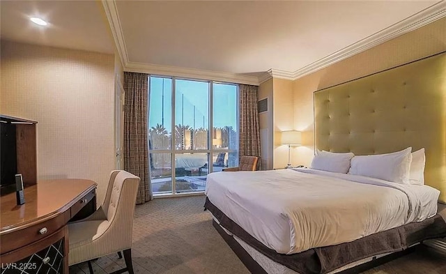 125 E Harmon Ave Unit 220, Las Vegas, NV 89109 - carpeted bedroom with ornamental molding