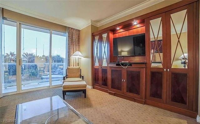 125 E Harmon Ave Unit 220, Las Vegas, NV 89109 - living area with carpet flooring and ornamental molding