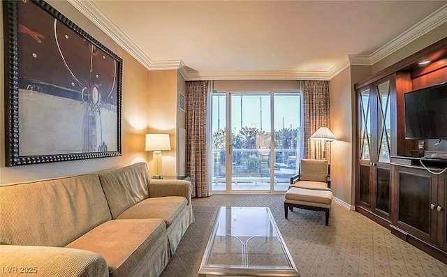125 E Harmon Ave Unit 220, Las Vegas, NV 89109 - living room with carpet and ornamental molding