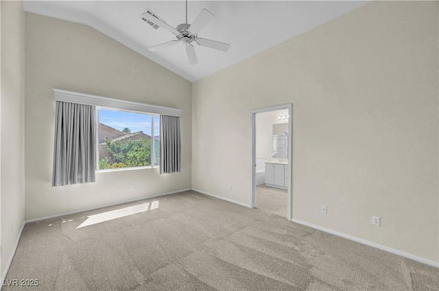 3520 Round Valley Way, Las Vegas, NV 89129 - carpeted empty room with a ceiling fan and high vaulted ceiling