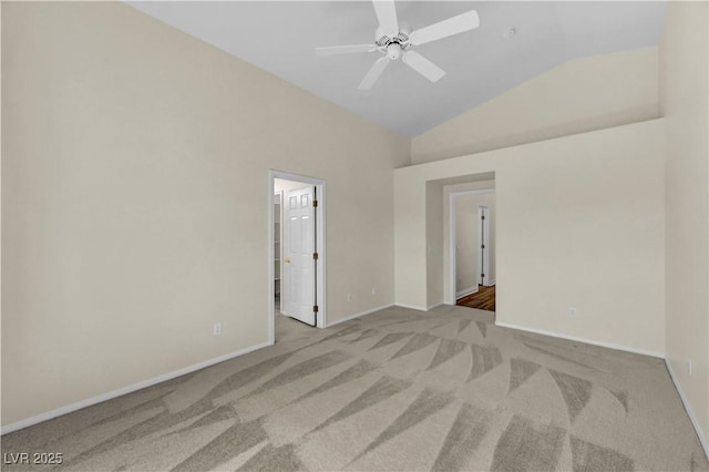3520 Round Valley Way, Las Vegas, NV 89129 - unfurnished room with vaulted ceiling, carpet floors, and ceiling fan