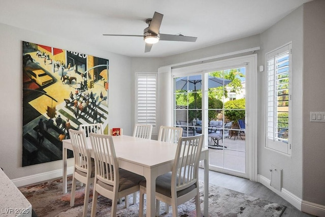 2228 Brighton Shore St, Las Vegas, NV 89128 - dining room with a ceiling fan and wood finished floors