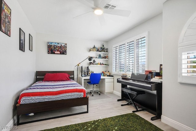 2228 Brighton Shore St, Las Vegas, NV 89128 - bedroom featuring a desk, wood finished floors, and a ceiling fan