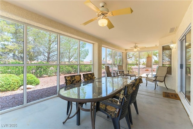 3016 Lotus Hill Dr, Las Vegas, NV 89134 - sunroom / solarium featuring a ceiling fan and outdoor dining space