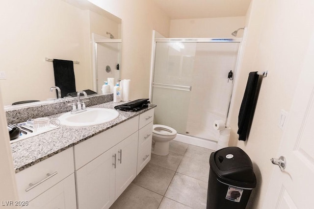 7331 Sunray Point St, North Las Vegas, NV 89084 - bathroom featuring vanity, a shower stall, and tile patterned floors