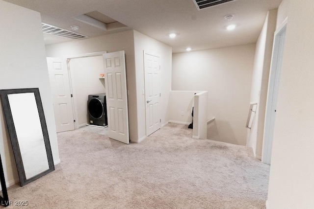 7331 Sunray Point St, North Las Vegas, NV 89084 - below grade area featuring carpet, washer / clothes dryer, and recessed lighting