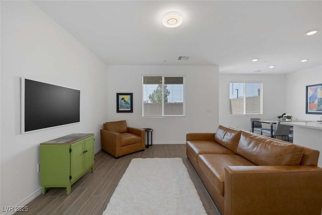 9827 Mojave Mountain St, Las Vegas, NV 89166 - living area featuring wood finished floors and recessed lighting