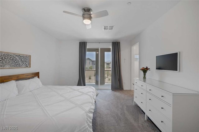 9827 Mojave Mountain St, Las Vegas, NV 89166 - carpeted bedroom with a ceiling fan and access to exterior