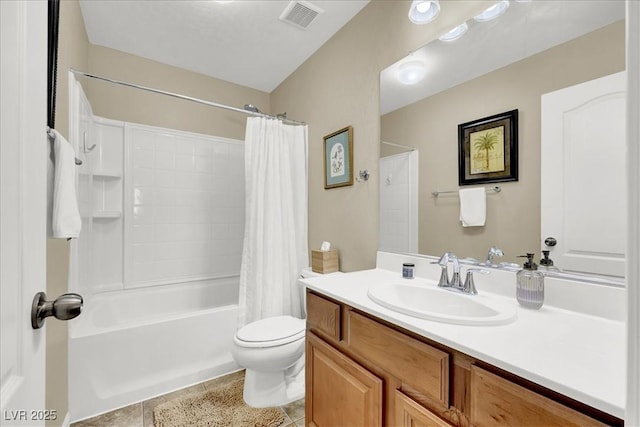 9916 Fallowdeer Ct, Las Vegas, NV 89149 - bathroom featuring vanity, tile patterned flooring, and shower / tub combo with curtain