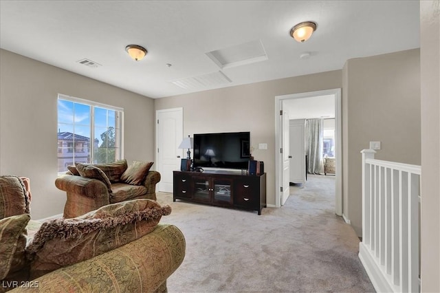 9916 Fallowdeer Ct, Las Vegas, NV 89149 - living area with attic access and light carpet