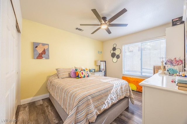 7824 Indian Cloud Ave, Las Vegas, NV 89129 - bedroom featuring dark wood-style floors and a ceiling fan