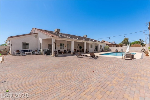 60 N Fogg St, Las Vegas, NV 89110 - view of swimming pool featuring a fenced backyard, a patio, and a grill